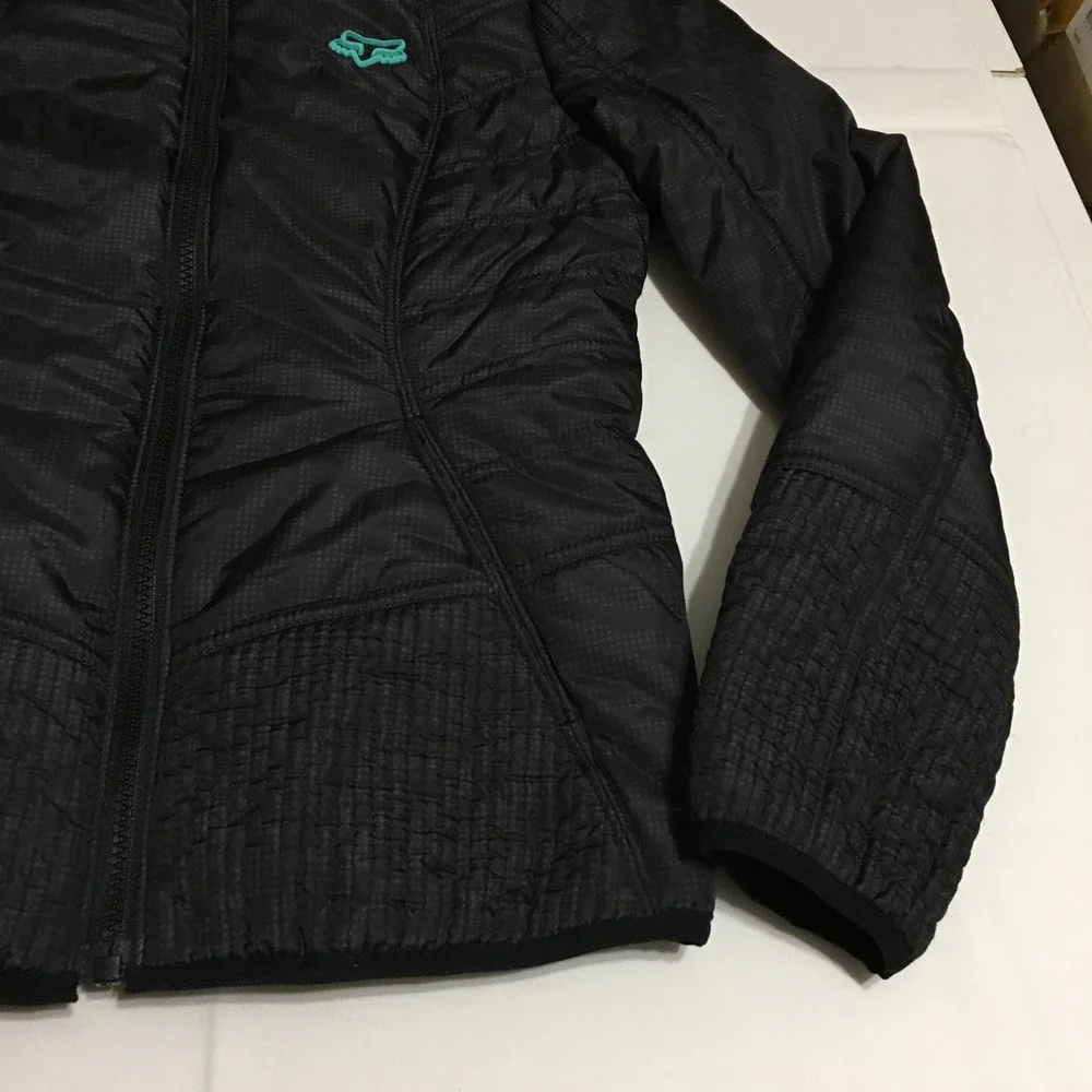 Fox Racing Puffer Jacket Womens Small Black Quilted Full Zip Lightweight